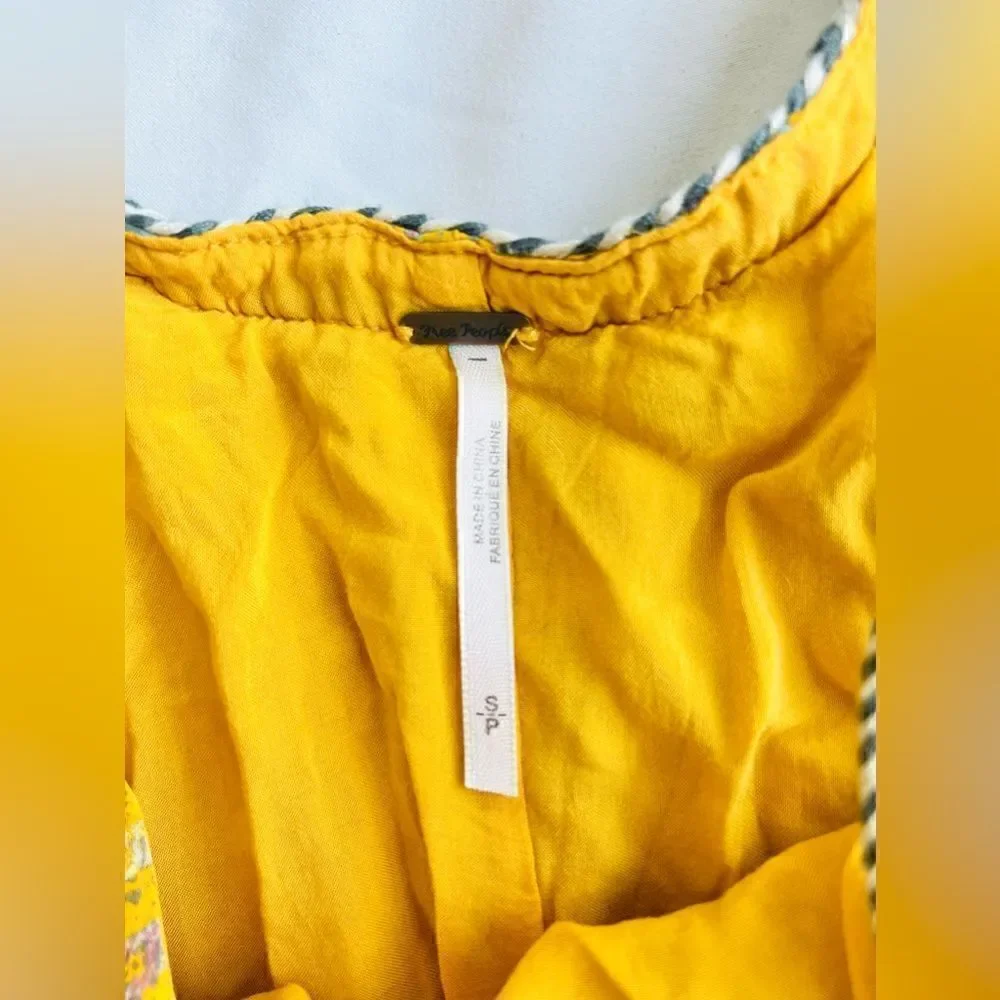 Free People So Nice Chiffon Dress in Yellow size S - Picture 4 of 13